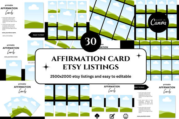 30 Affirmation Card Etsy Listing Mockup: Elevate Your Digital Shop
