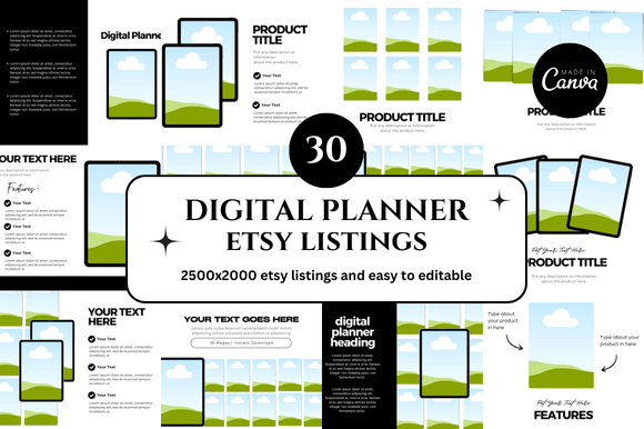 30 Digital Planner Etsy Listings Mockup: Your Design Shortcut