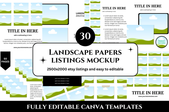 30 Landscape Papers Etsy Listings Mockup: Elevate Your Shop