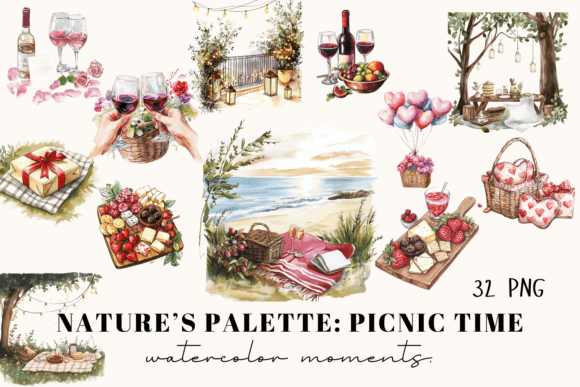 32 Watercolor Picnic Elements: A Blanket of Creative Possibility