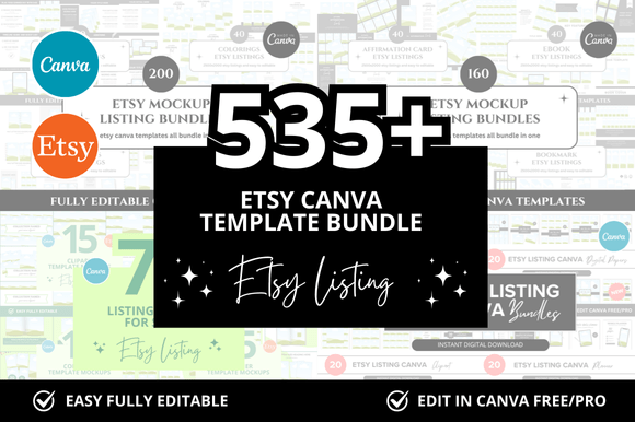 535+ Etsy Canva Bundle + Bonus: Streamlining Your Shop's Visuals