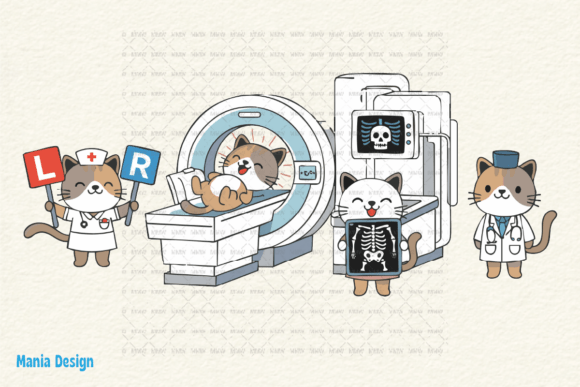 Adorable Cat Nurse PNG for Radiology Clinic Designs