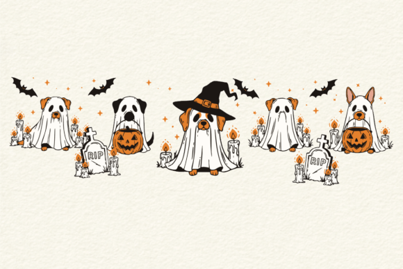 Charming Spooky Vibes: Using Cute Ghost Dogs Halloween PNG
