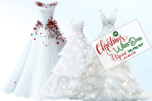 Christmas White Dress Clipart: Festive Elegance for Your Projects