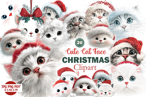 Cute Cat Face Christmas Clipart: A Festive Design Toolkit