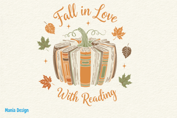 Fall in Love Reading Book Pumpkin PNG