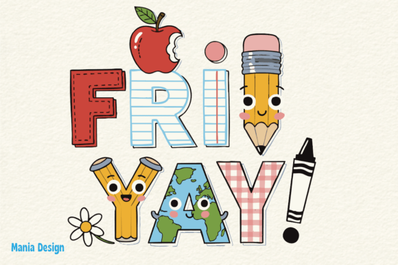 FriYay School Supplies Teacher PNG: A Whimsical End-of-Week Celebration