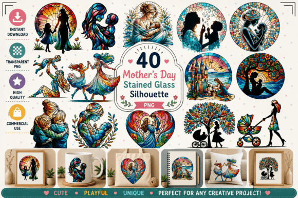 Stained Glass Mother's Day Silhouettes: A Celebration in Color