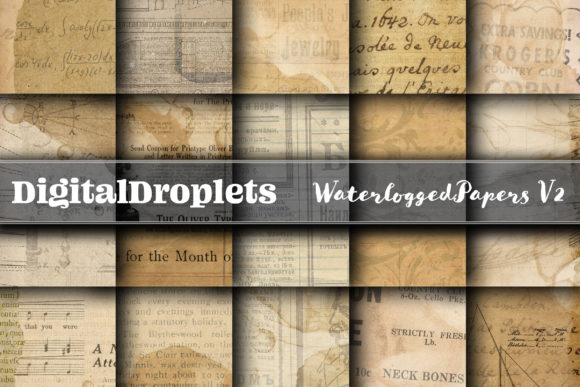 Waterlogged Papers Vol. 1 | Vintage Design Assets
